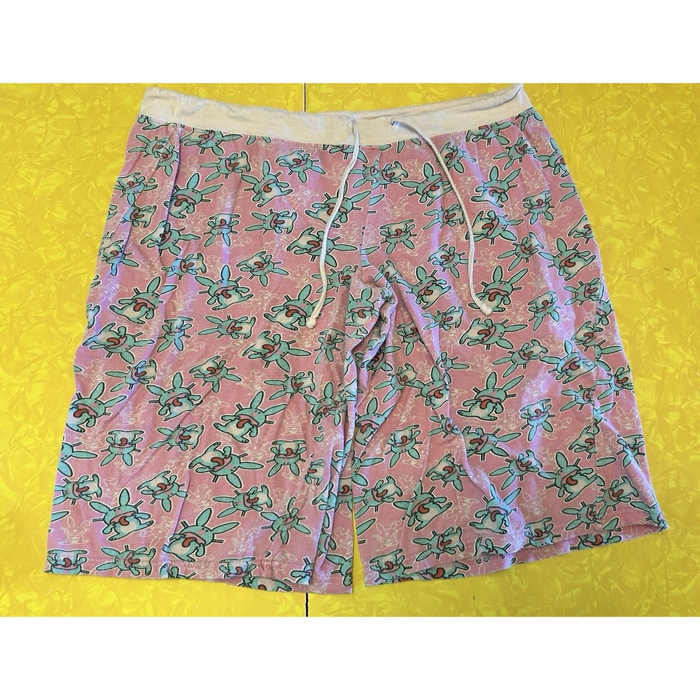 Vintage It's Happy Bunny Pajama Pants Womens L Pink Capri Bunny Graphic Y2K
